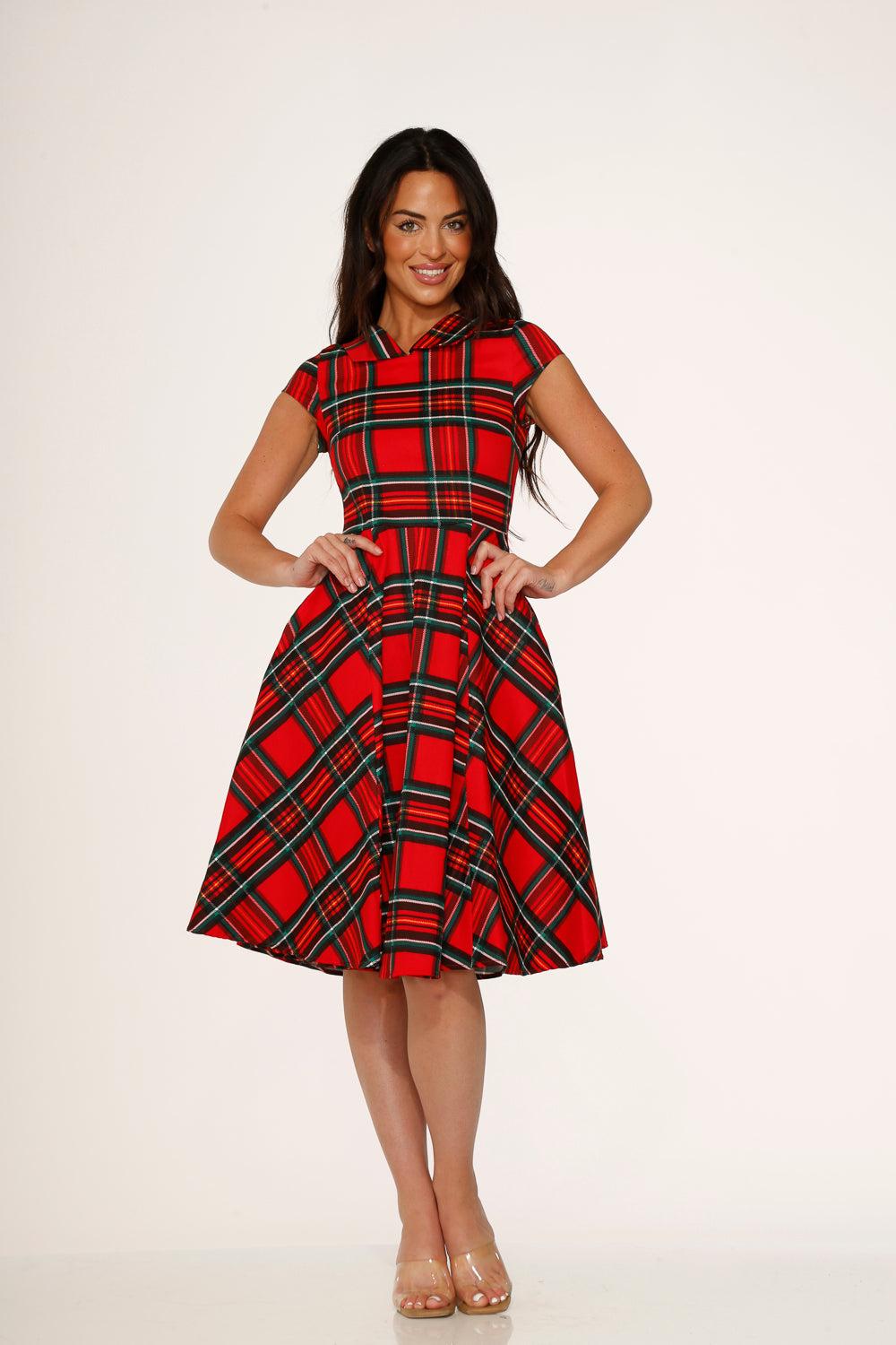 Red Plaid Swing Dress Product Image