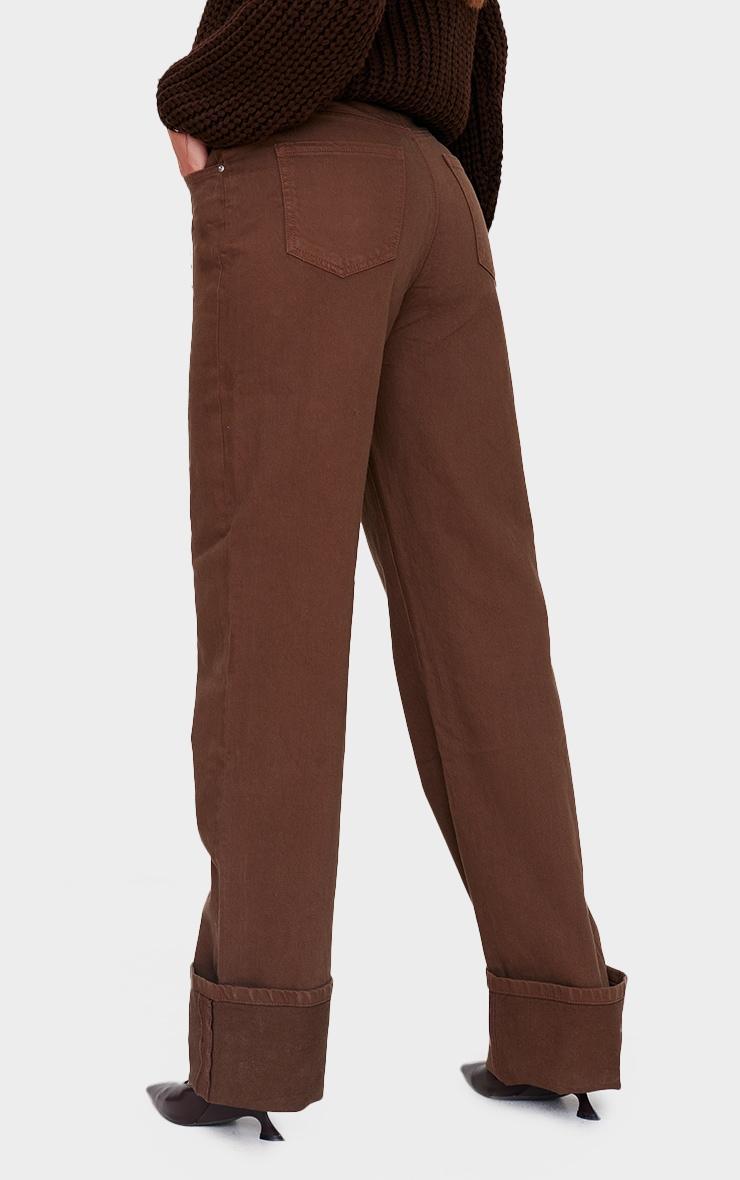 Tall Brown Wash Mid Rise Distressed Turn Up Hem Jeans Product Image