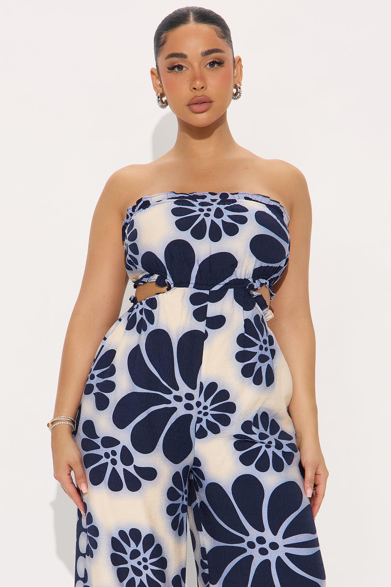 Pyper Floral Wide Leg Jumpsuit - Blue/combo Female Product Image