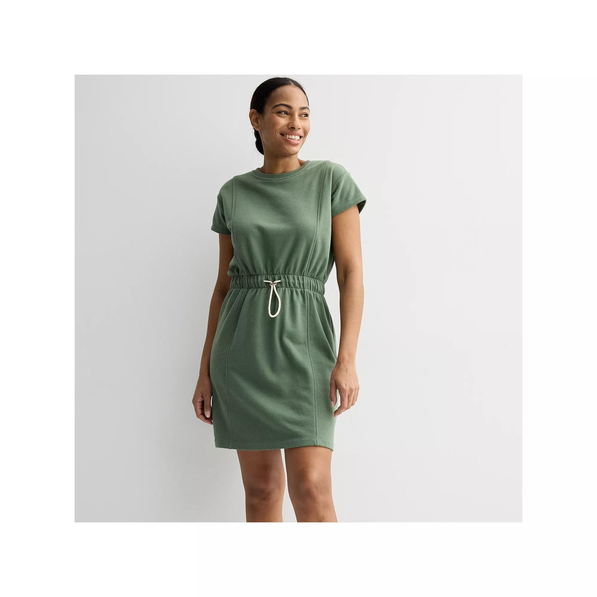 Women's Sonoma Goods For Life® French Terry Cinched Waist Dress, Size: Large, Manolo Green Product Image
