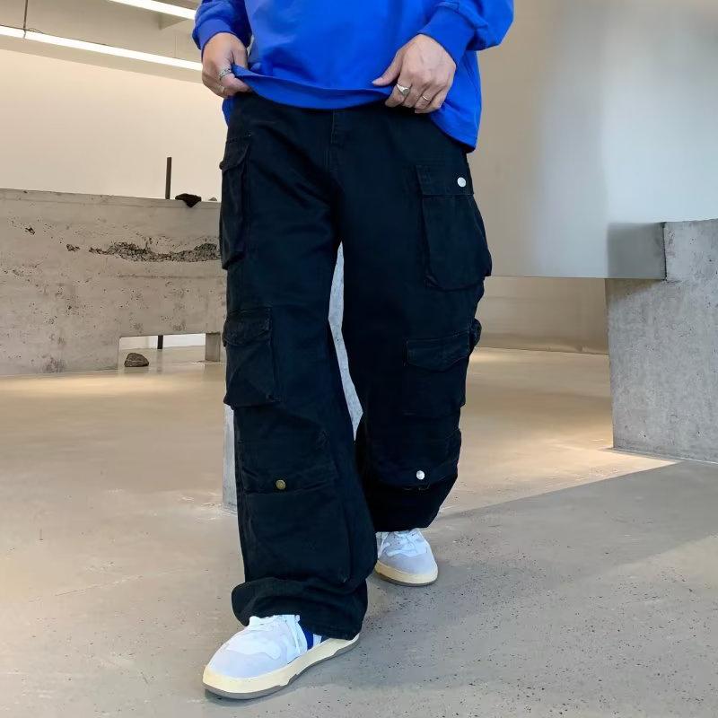 Sopula Men's Solid Color Multi-Pocket Loose Casual Pants Product Image