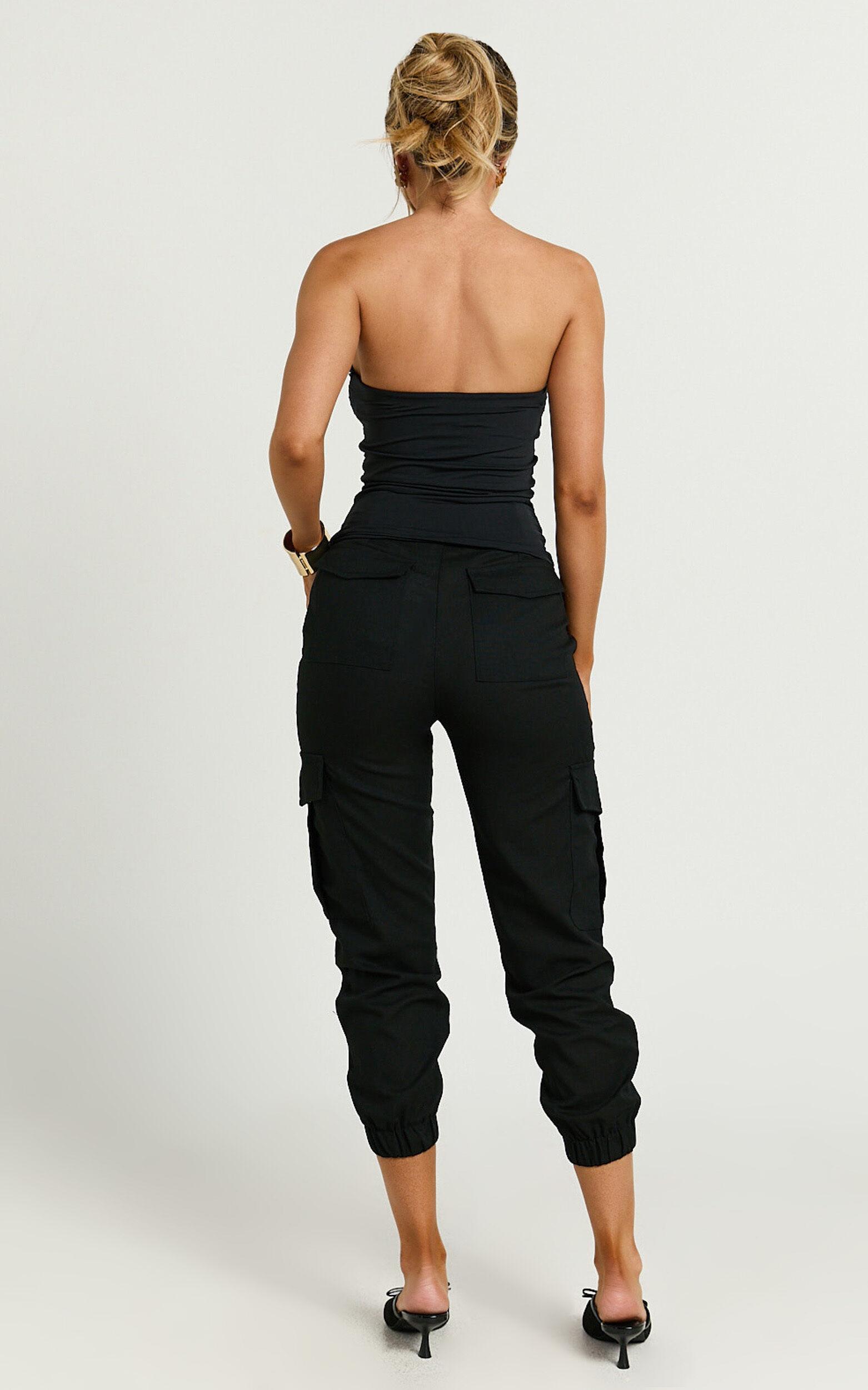 Kayla Pants - Mid Rise Cargo Pants in Black Product Image