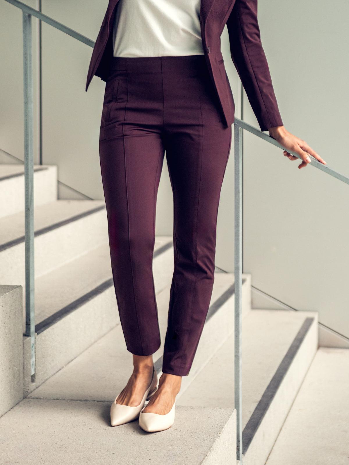 Women's Kinetic Pintuck Pant - Burgundy Female Product Image