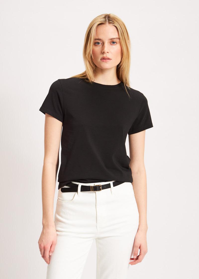 Patrick Assaraf Women's PIMA COTTON STRETCH SLIM T-SHIRT Product Image