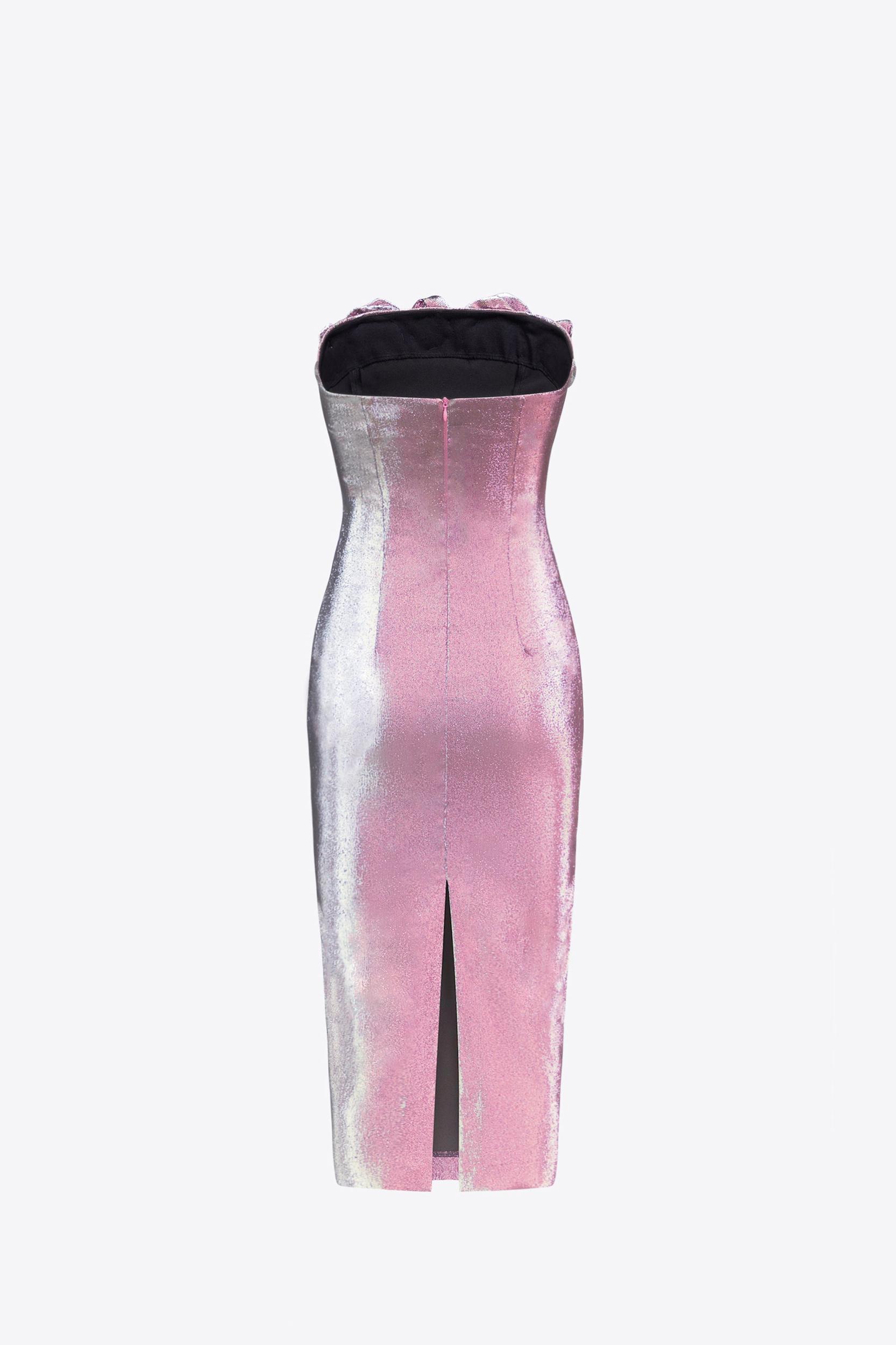 Stretch Lame Rosette Midi Dress Product Image