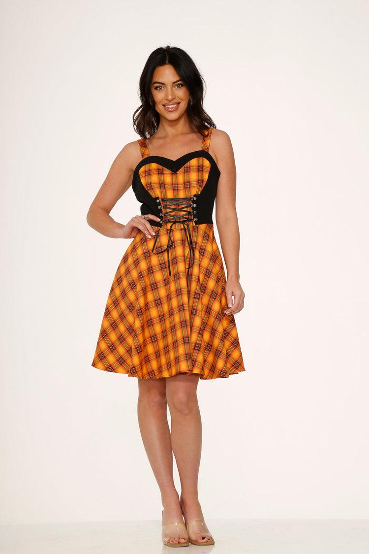 Orange Plaid Swing Dress Product Image