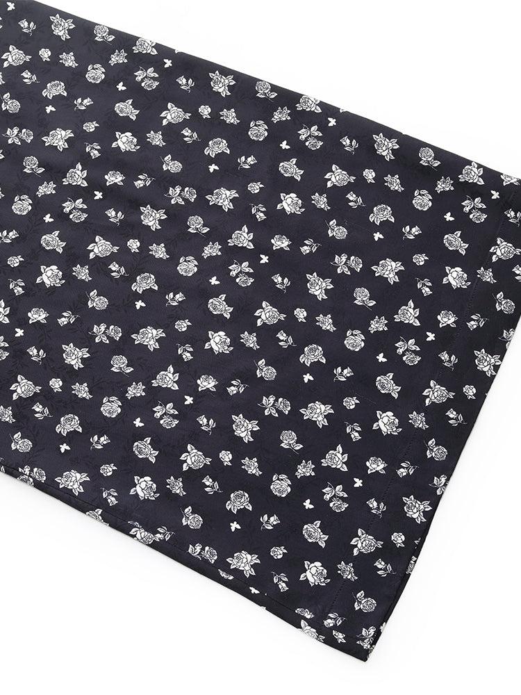 Floral Print Elastic Waist Women Wide Leg Pants With Scrunchie Product Image