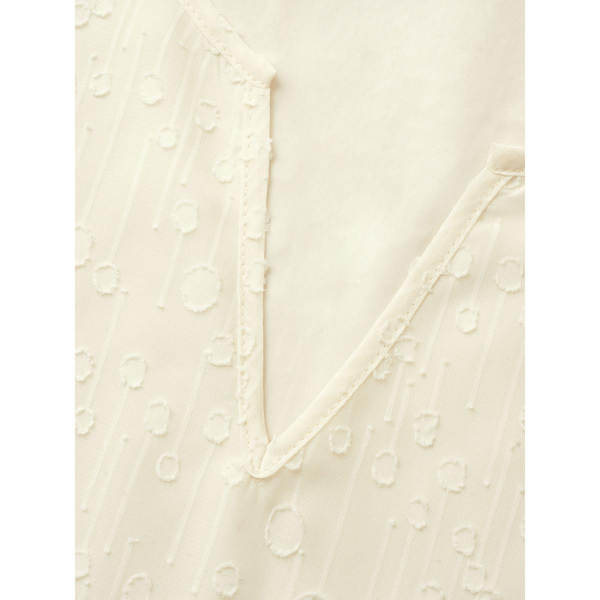 Plus Size Ivory Plisse Mesh Flutter Layered Sleeve Blouse Women Elegant Elbow-length sleeve V-neck Everyday Blouses BloomChic 22-24/3X Product Image