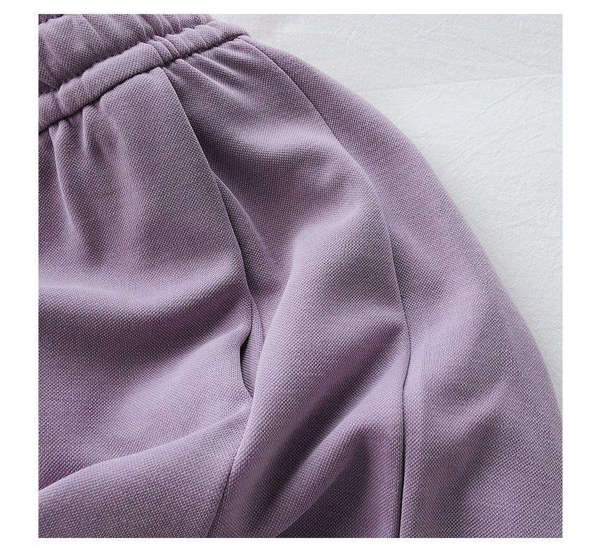 Drawstring Waist Plain Sweat Shorts Product Image