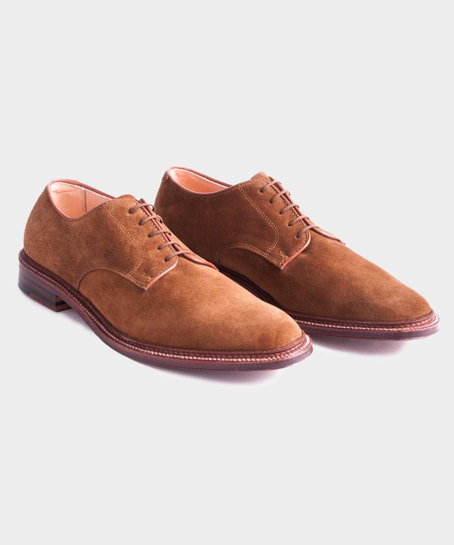 Alden Unlined Suede Plain Toe Blucher In Snuff Product Image