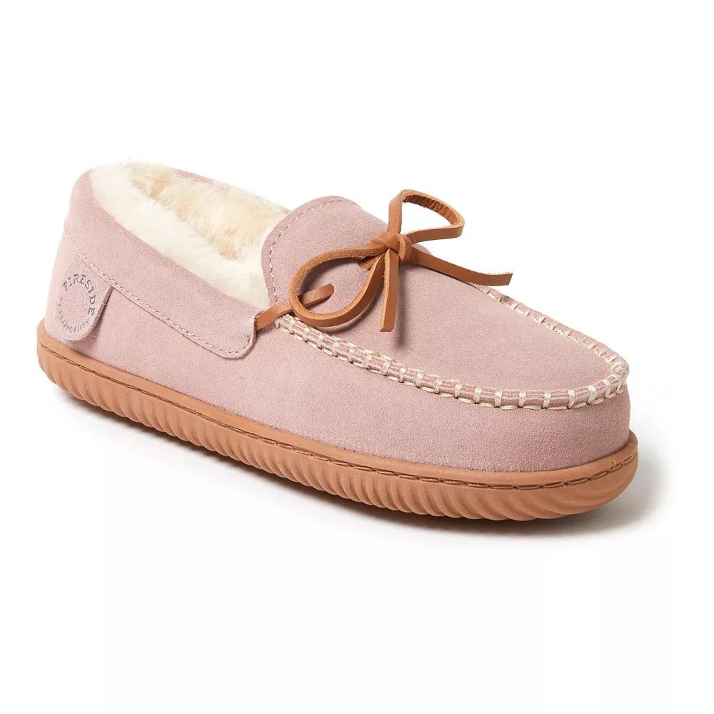 Fireside by Dearfoams Alice Springs Women's Shearling Moccasin Slippers, Size: 9, Dusty Pink Product Image