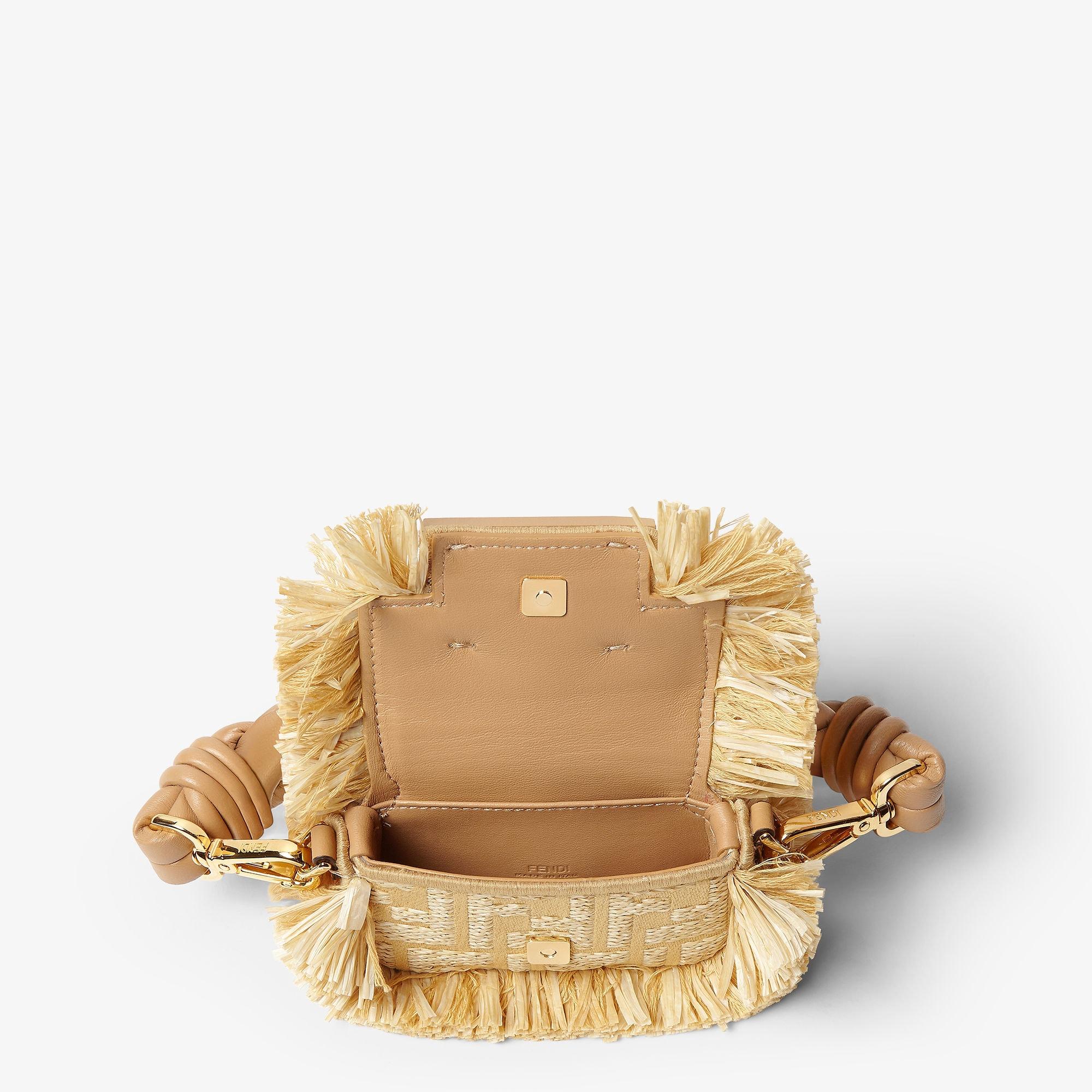 Nano Baguette CharmJacquard fabric charm with raffia FF Product Image