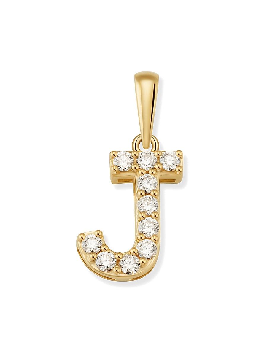 Womens 14K Yellow Gold Luxe Letter Diamond Initial Pendant Charm Product Image