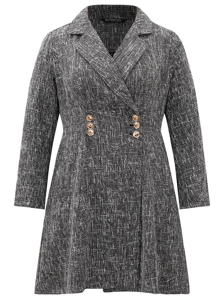 Tweed Double Breasted Pocket Lapel Collar Coat Female Product Image