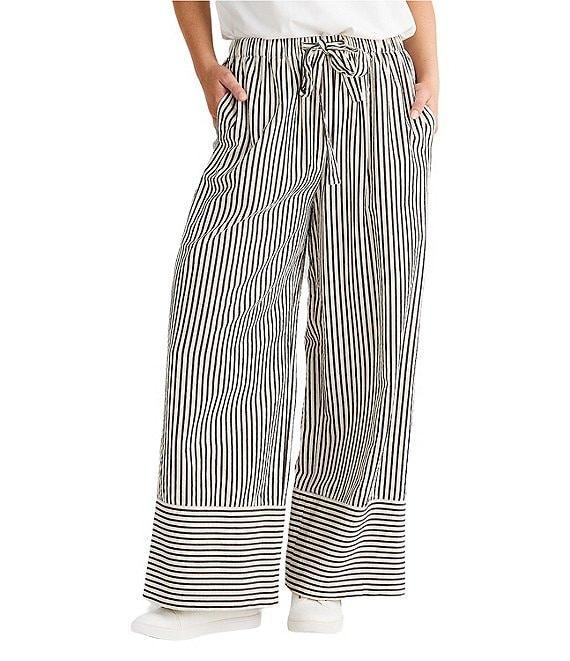 Brave + True Portia Striped Wide Leg Elastic Waist Front Tie Pants Product Image