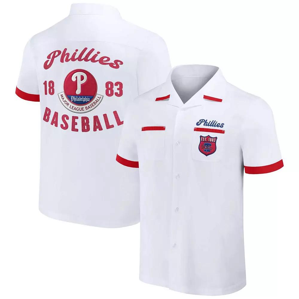 Men's Darius Rucker Collection by Fanatics White Philadelphia Phillies Bowling Button-Up Shirt,  Product Image