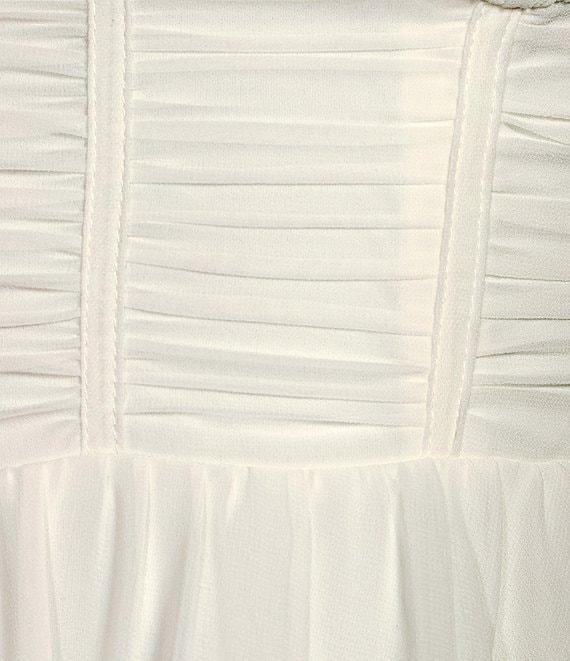 City Vibe Sweetheart Neck Jeweled Spaghetti Strap Bustier Bodice Shirred High-Low Dress Product Image