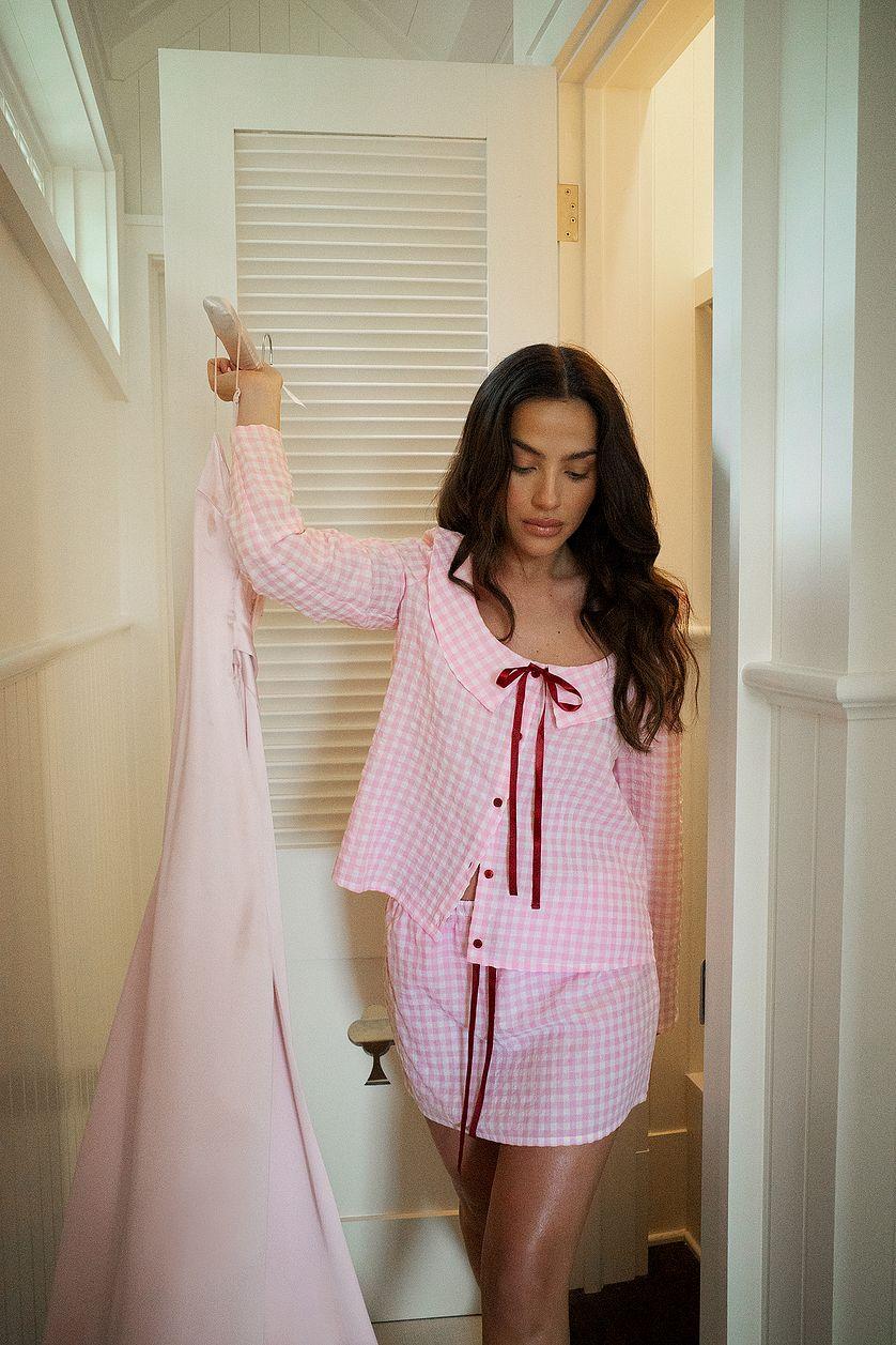 Checked Tie Front Skirt Product Image