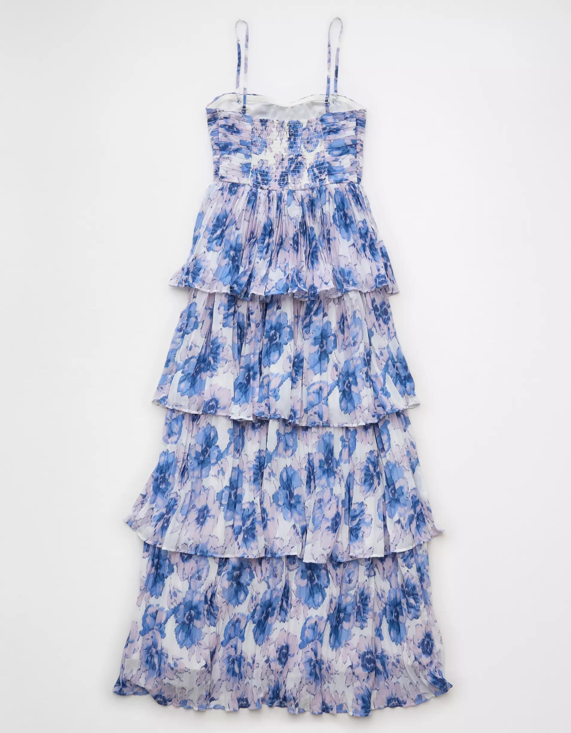 AE Tiered Pleated Maxi Dress Product Image