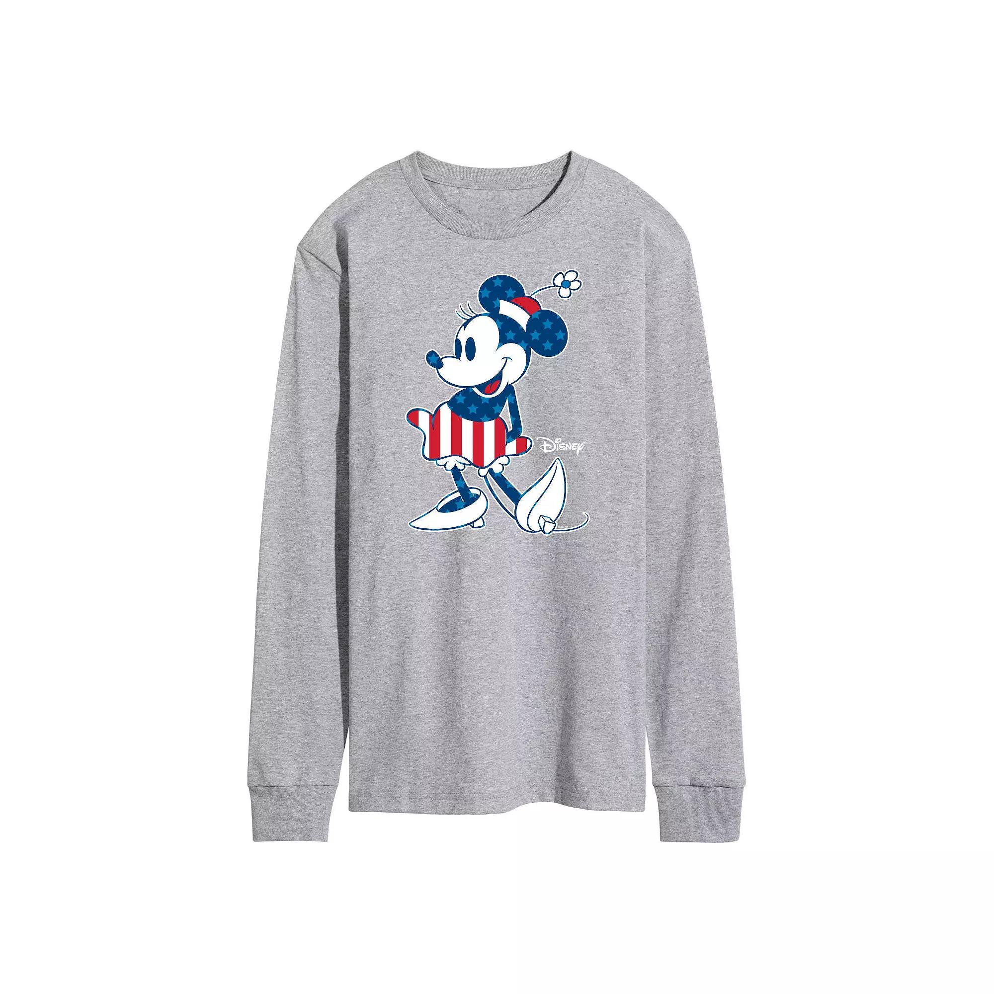 Disney's Minnie Mouse Men's Flag Long Sleeve Graphic Tee,  Product Image