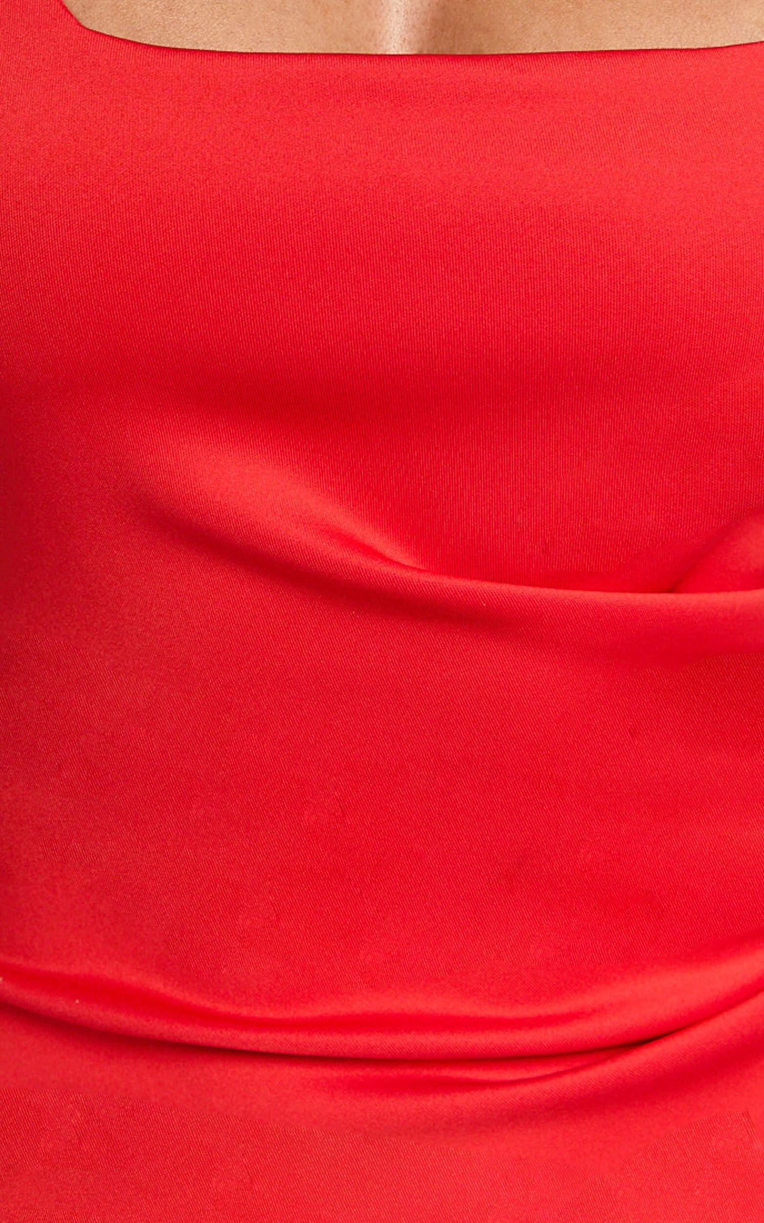 Big Love Mini Dress - Square Neck Bodycon Dress in Red Product Image