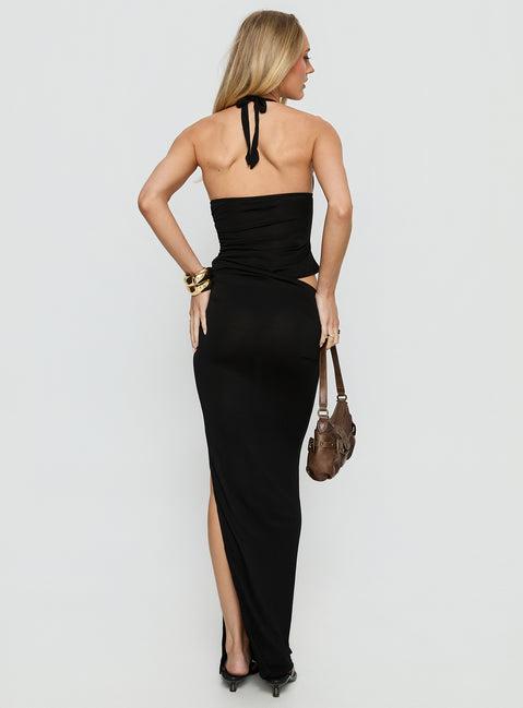 Imeraldia Hardware Halter Maxi Dress Black Product Image