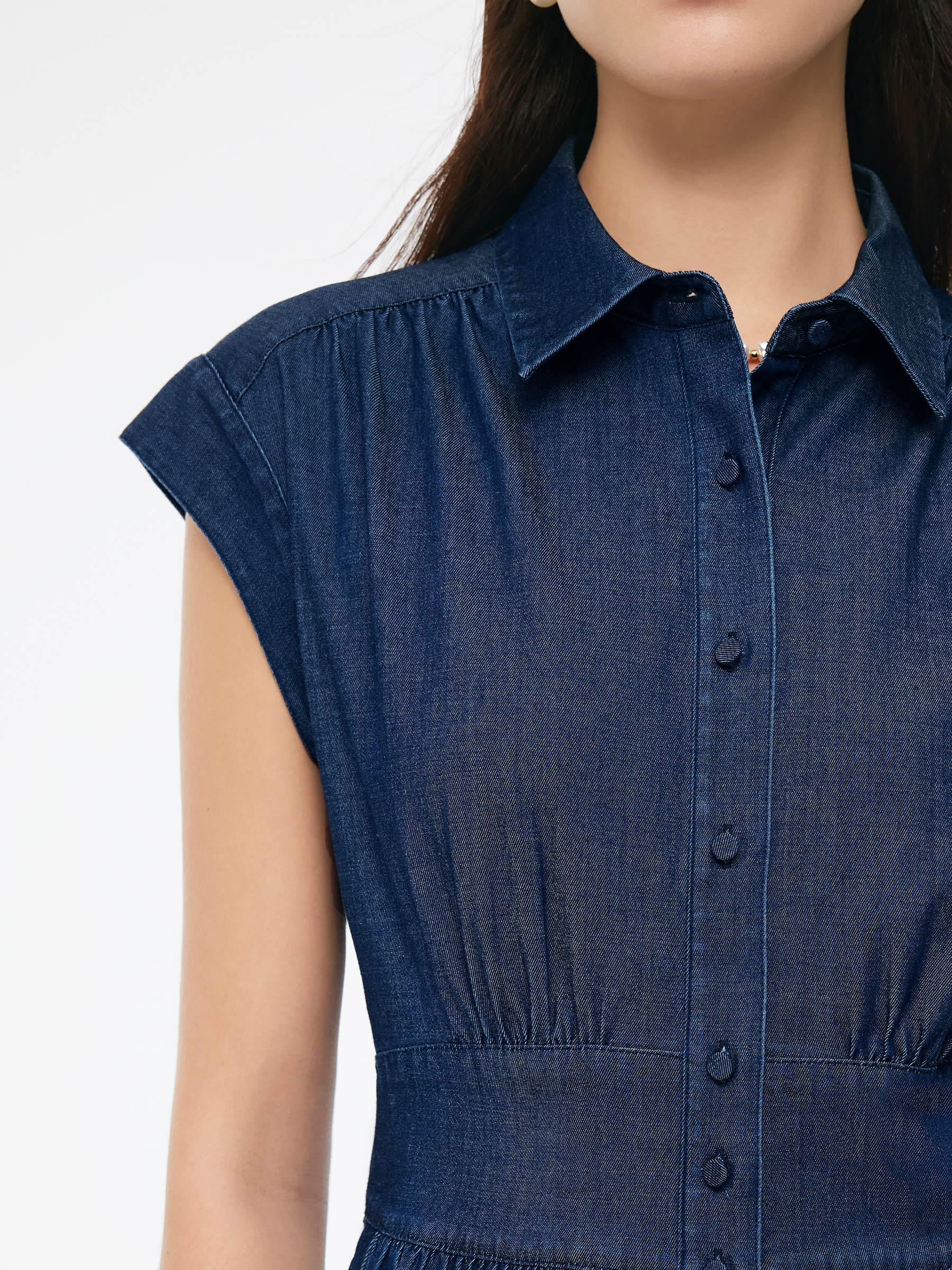 Denim Stretch Women Maxi Shirt Dress Product Image