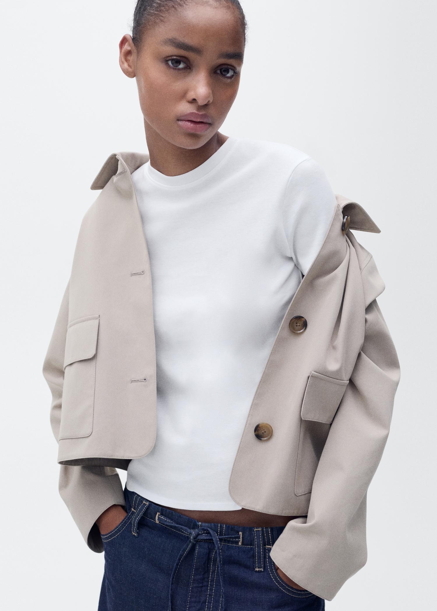 Fitted cotton t-shirt - Women | MANGO USA Product Image