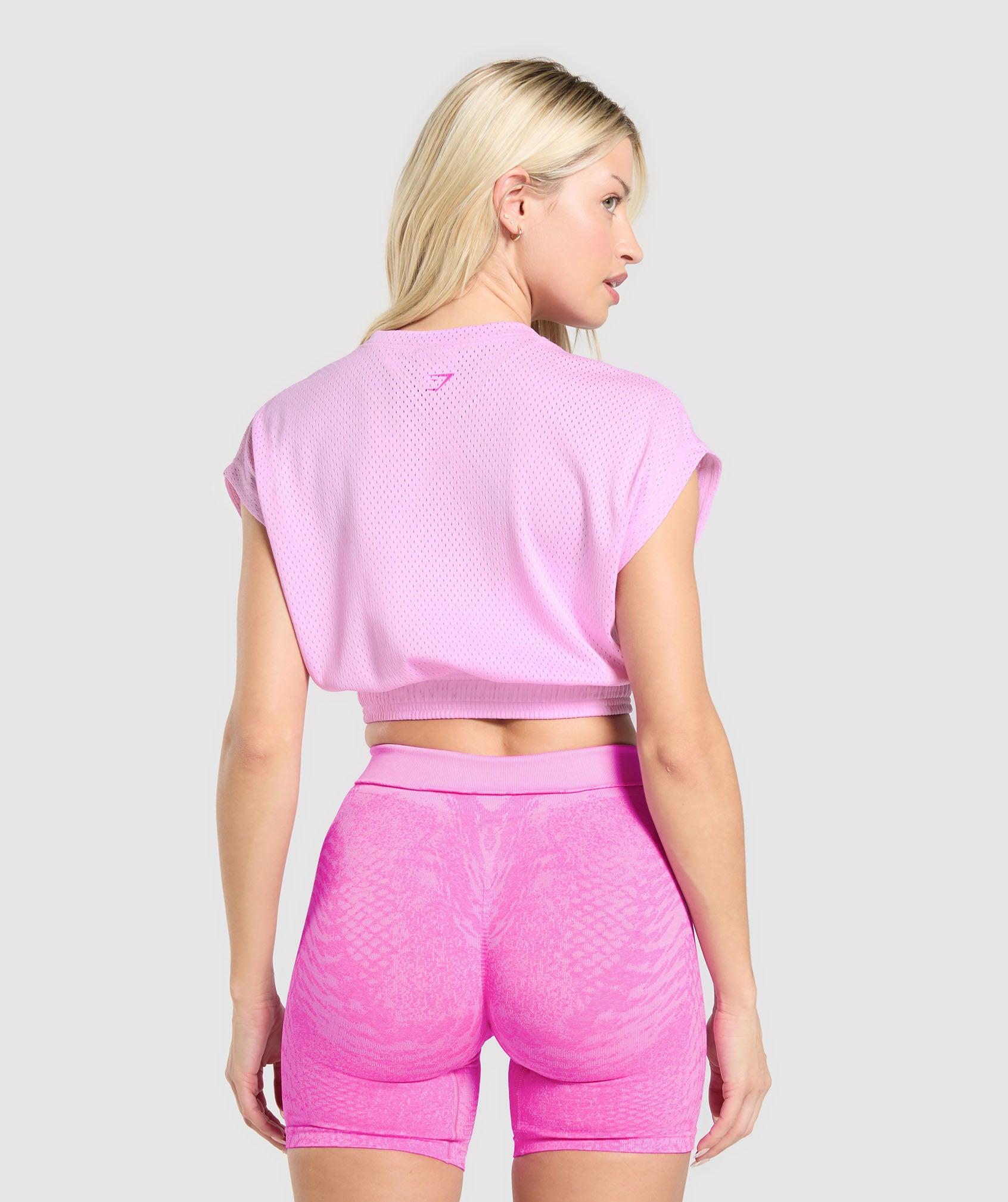 Gymshark Mesh Graphic Crop Top - Sour Pink Female Product Image