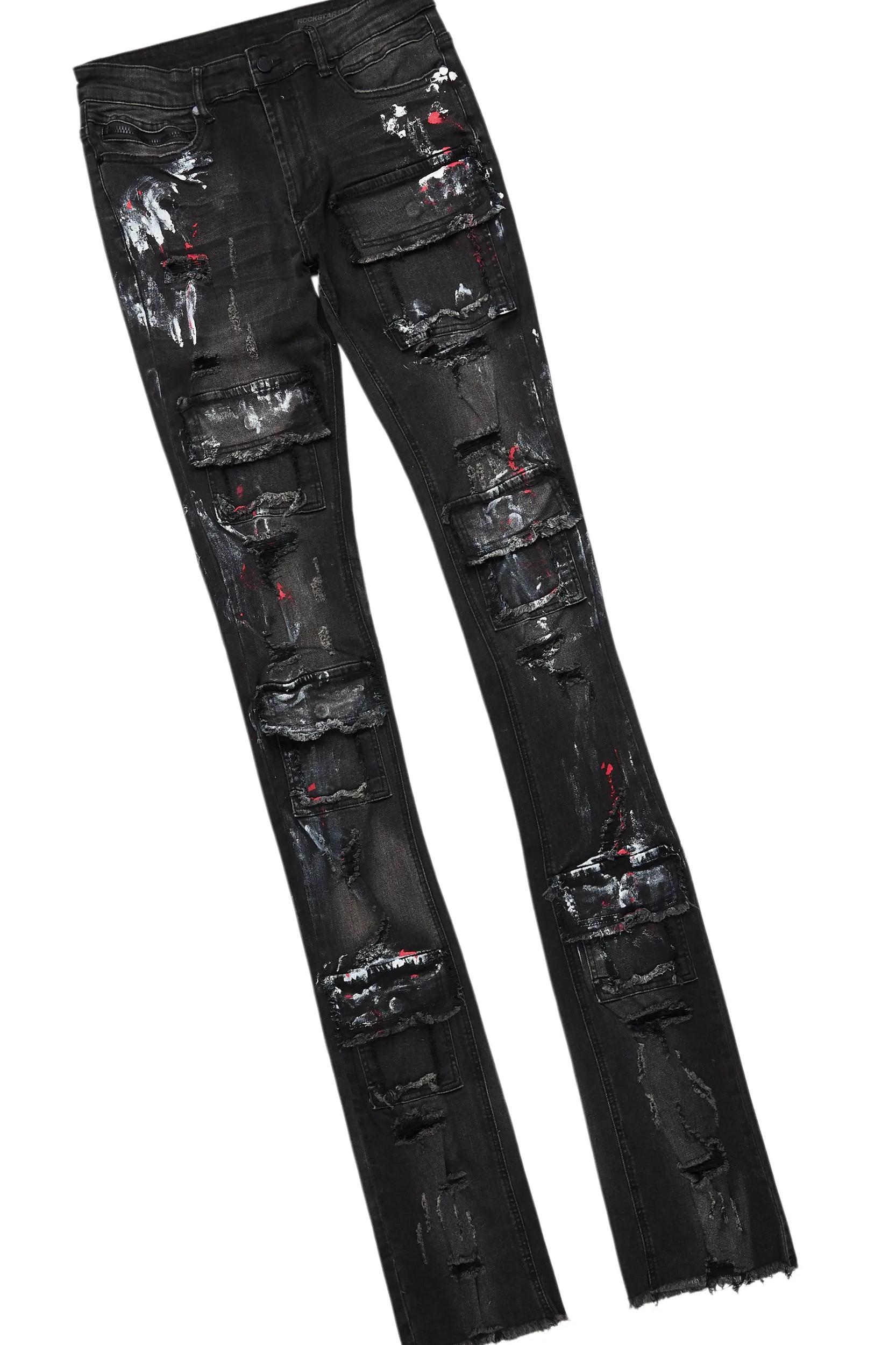 Amina Black Hoodie/Stacked Flare Jean Bundle Male Product Image