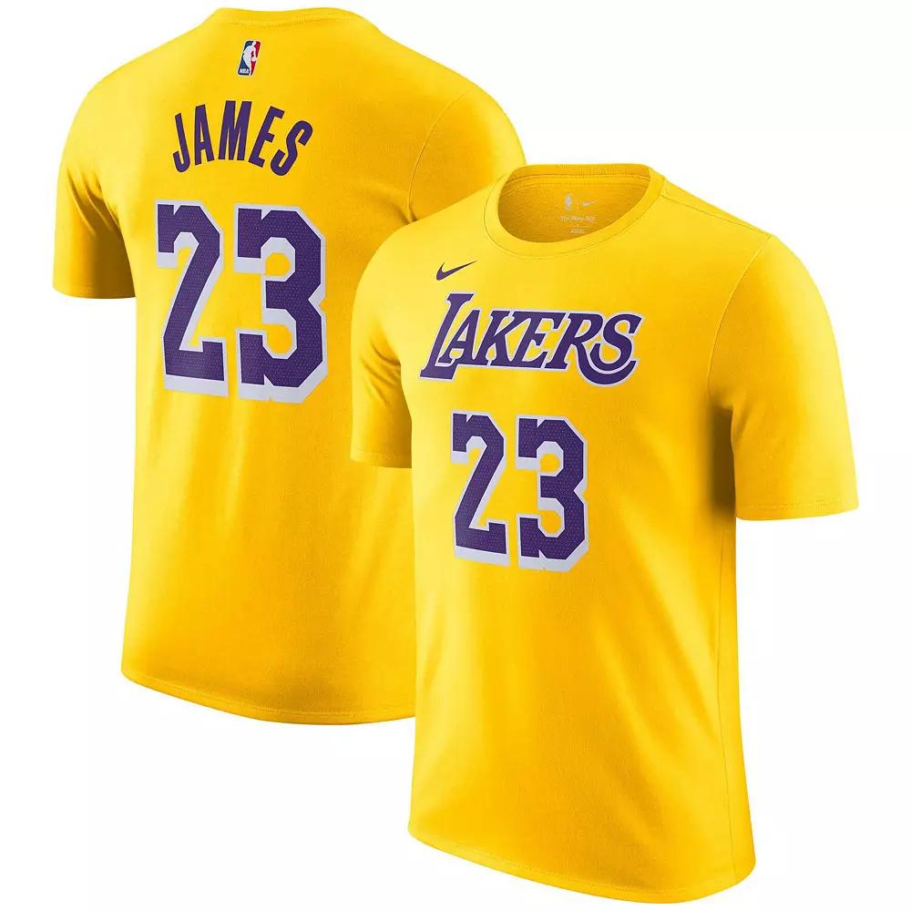 Men's Nike LeBron James Gold Los Angeles Lakers Icon 2022/23 Name & Number T-Shirt,  Product Image