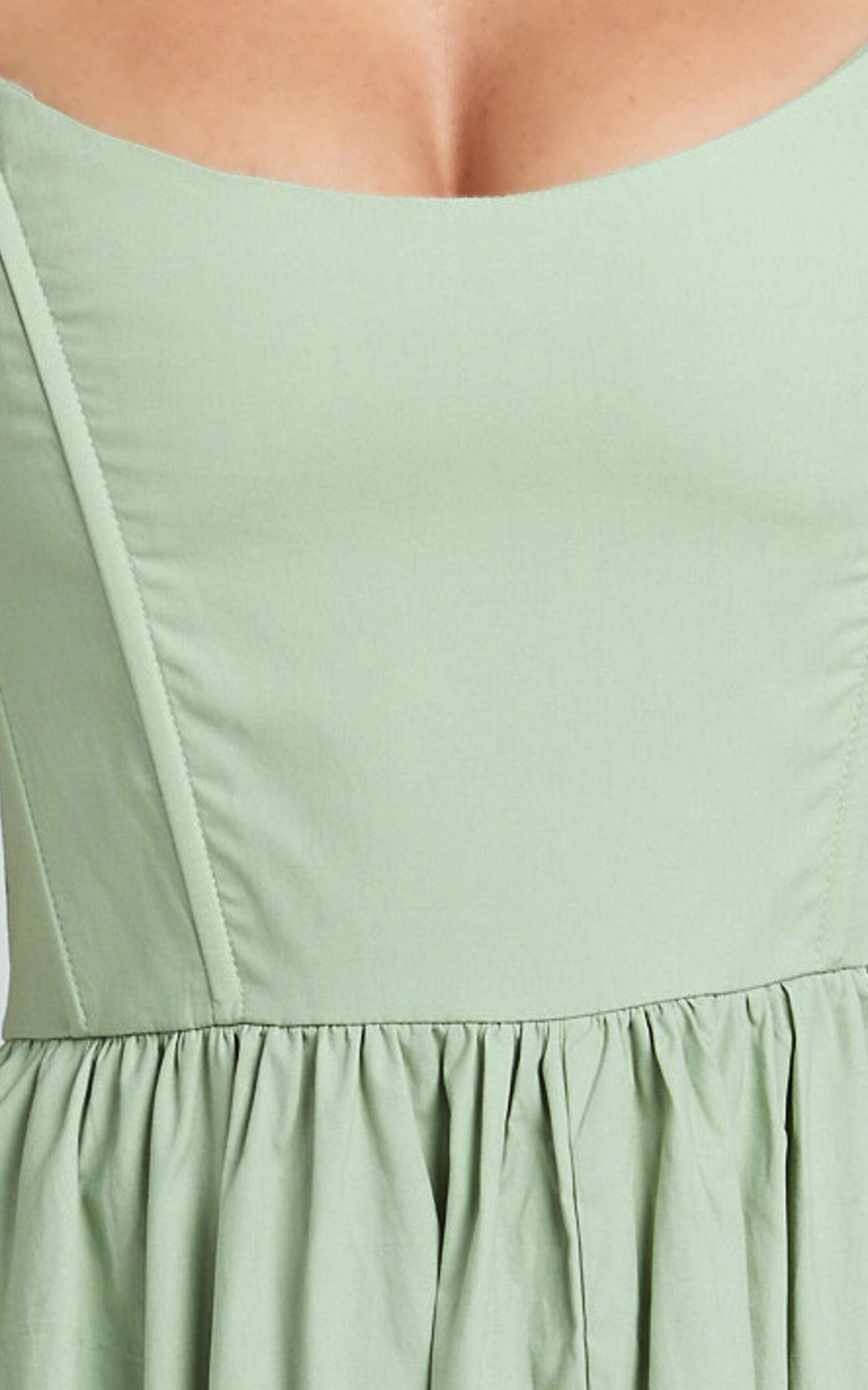 Braelyn Midi Dress - Scoop Neck Flare Dress in Sage Product Image