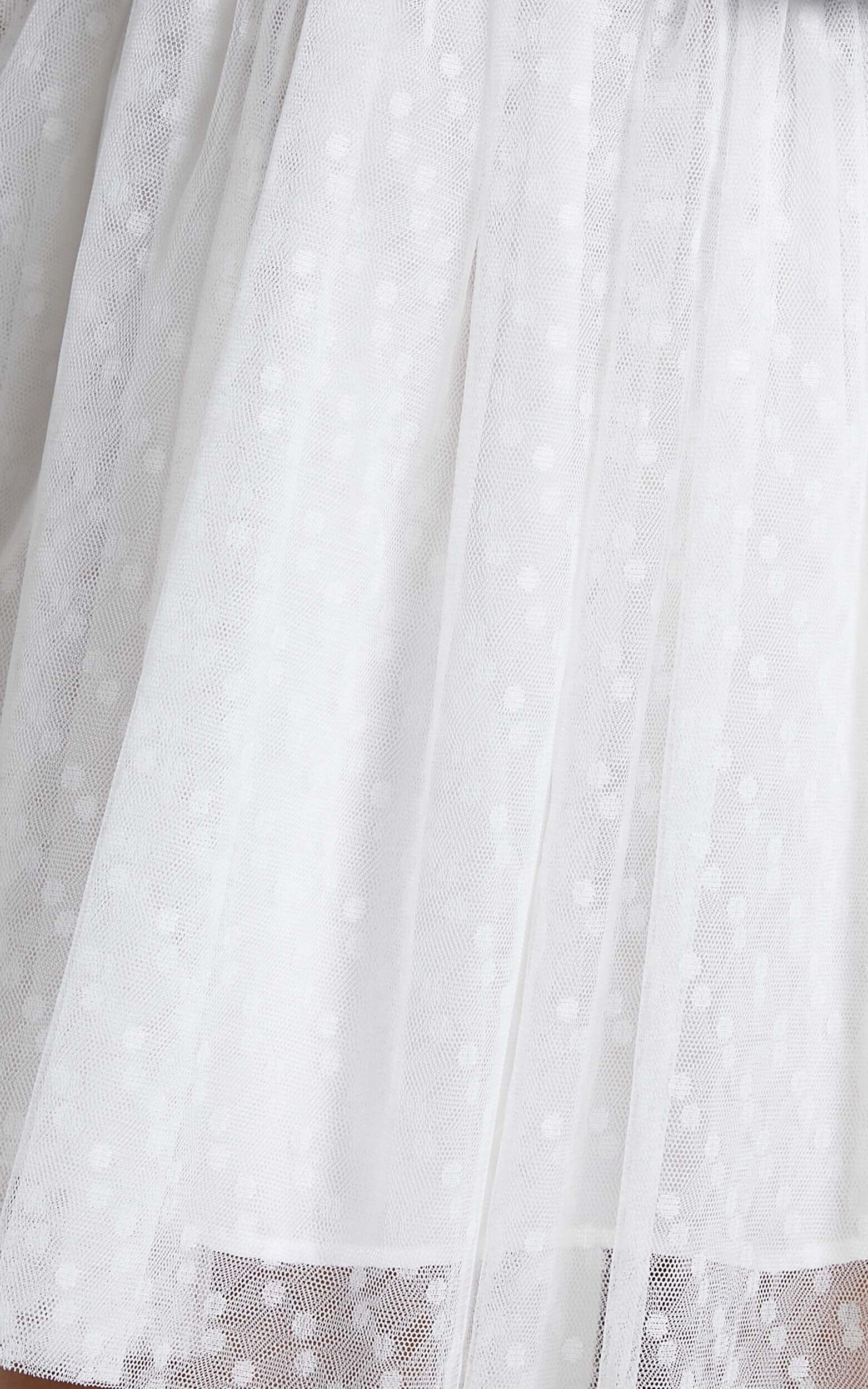 Mariabella Mini Dress - Tulle Plunge Dress in White Product Image