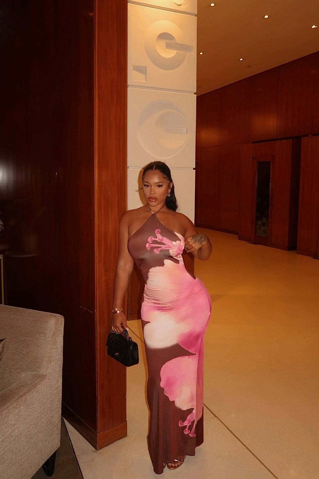 Amra Halter Maxi Dress - Brown Combo Female Product Image