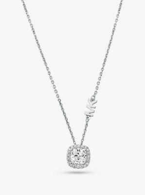 Sterling Pavé Halo Necklace Product Image
