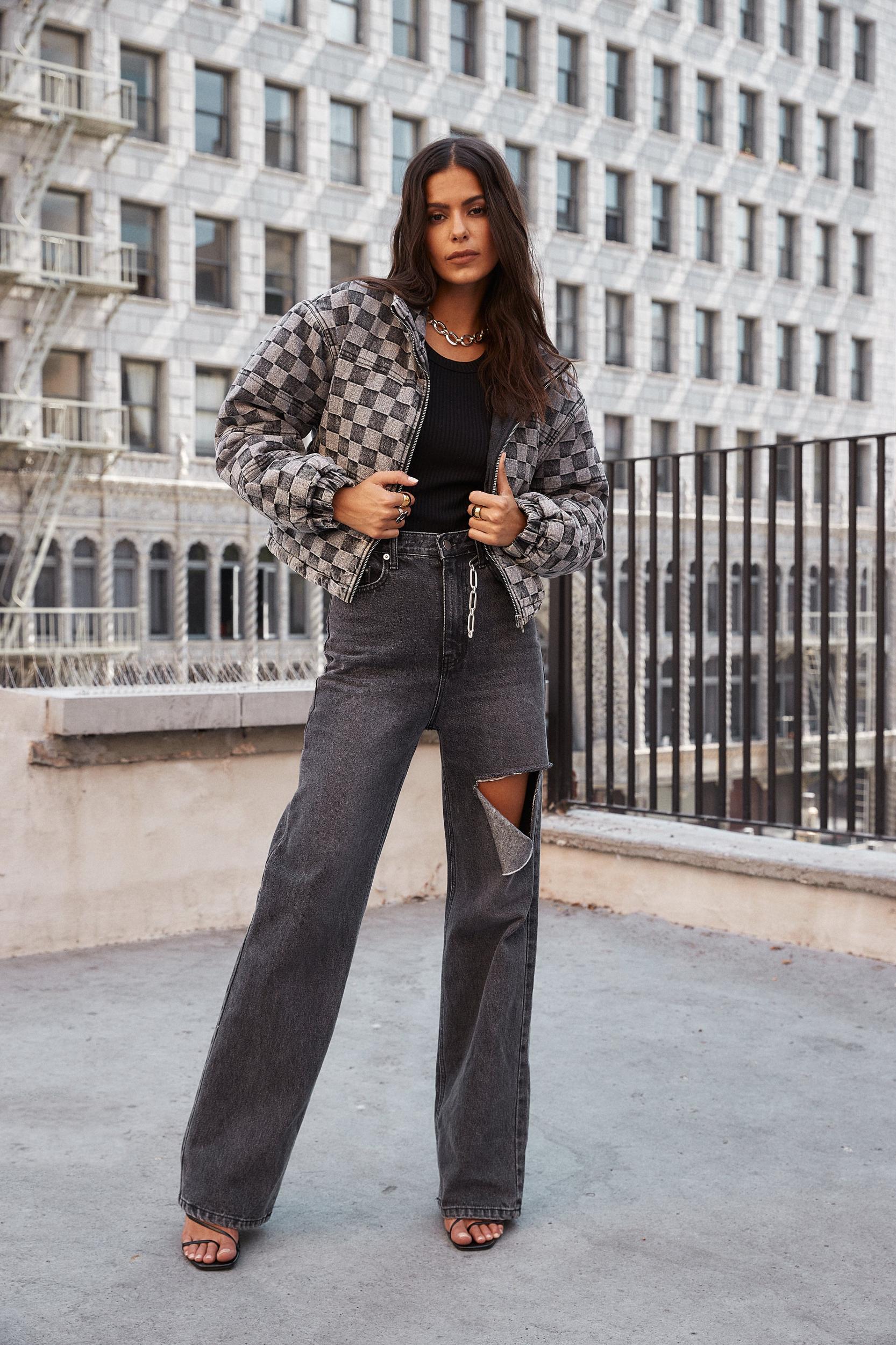 Brooklyn Washed Black Slash Boyfriend Jeans Product Image