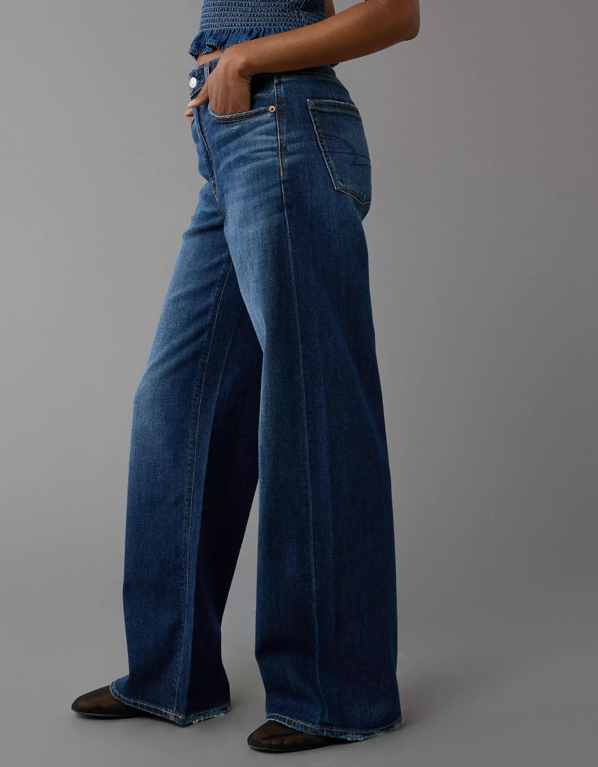 AE Dreamy Drape Stretch Super High-Waisted Baggy Wide-Leg Jean Product Image