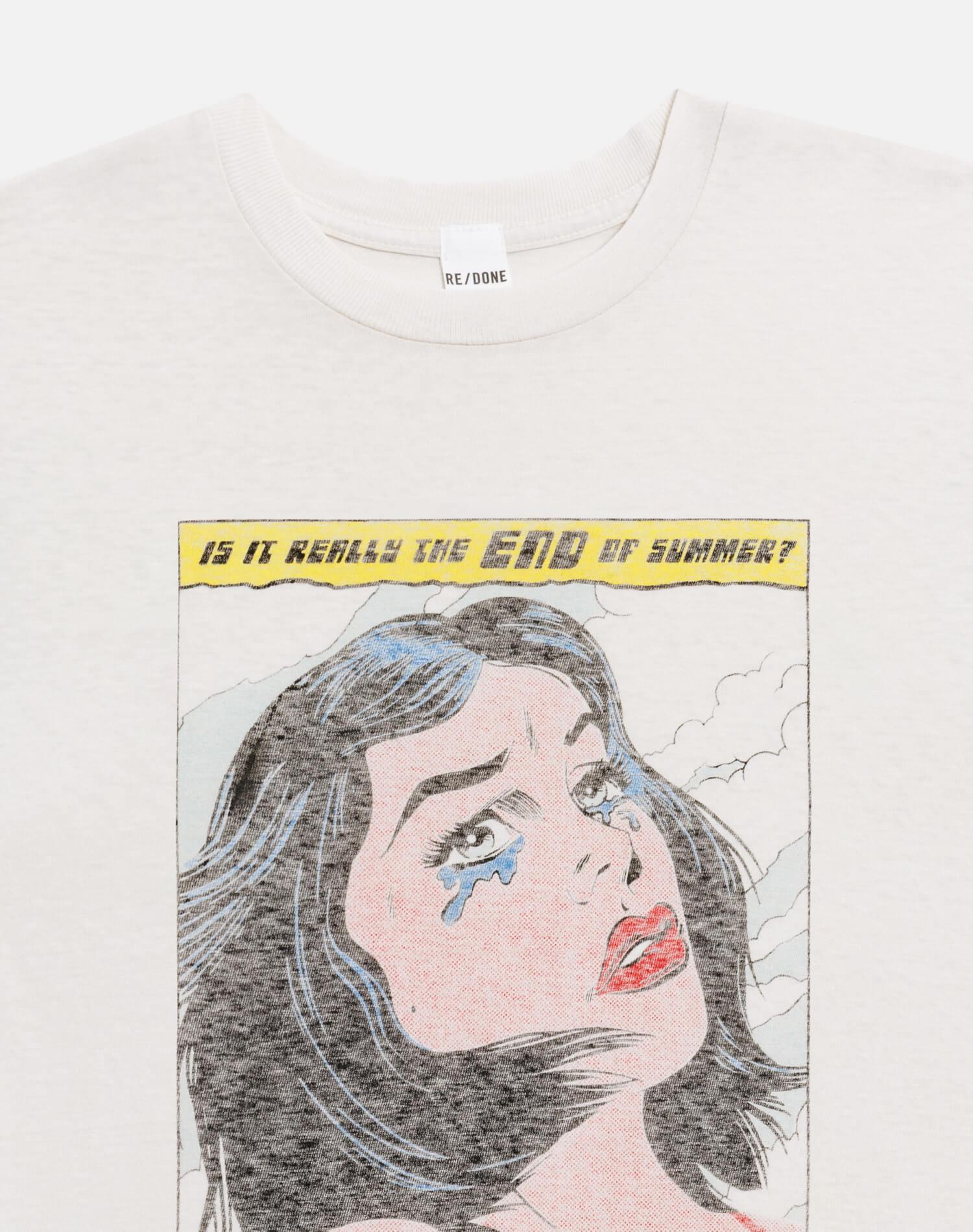 70s Loose "Summer" Tee - Vintage White Female Product Image
