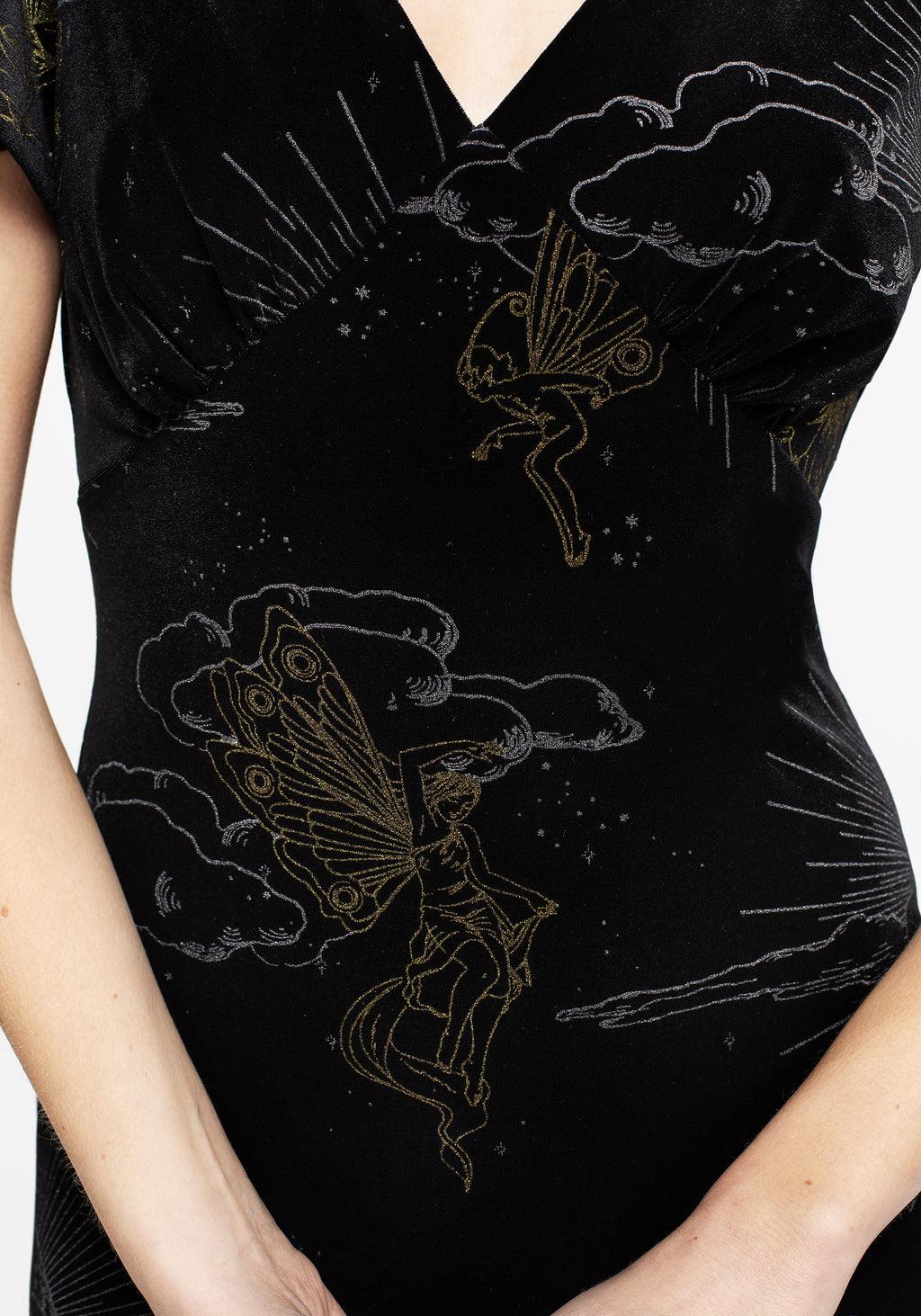 Adelina Foil Print Velour Midaxi Dress Product Image