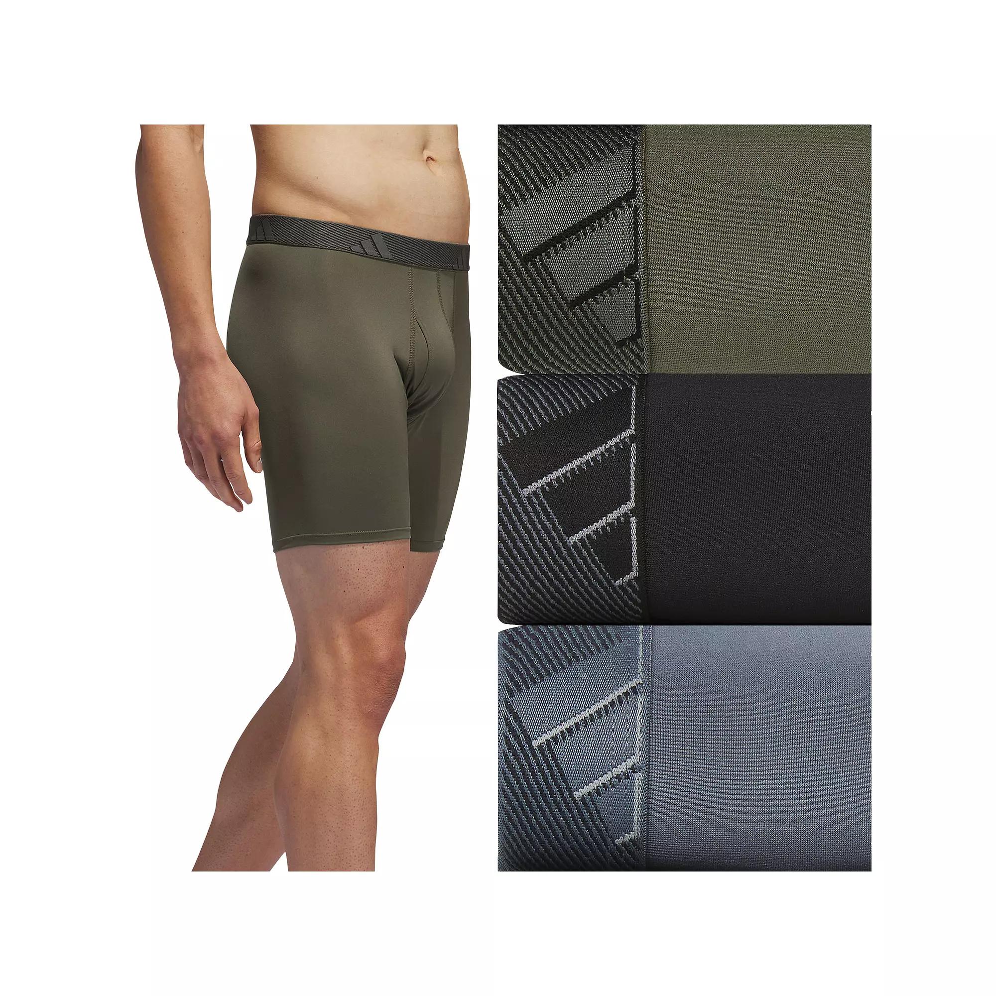 adidas Microfiber Boxer Briefs 3-Pack Strong Olive S Mens Product Image