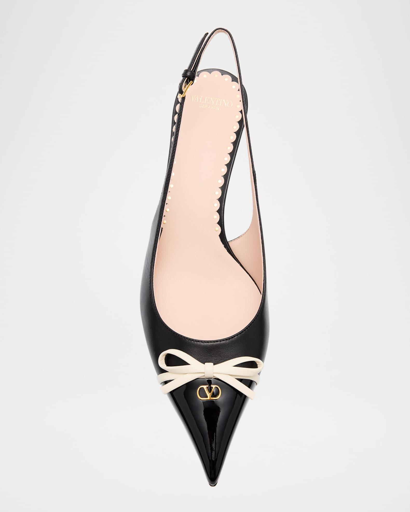 Patent Cap-Toe Leather Kitten Slingback Pumps Product Image