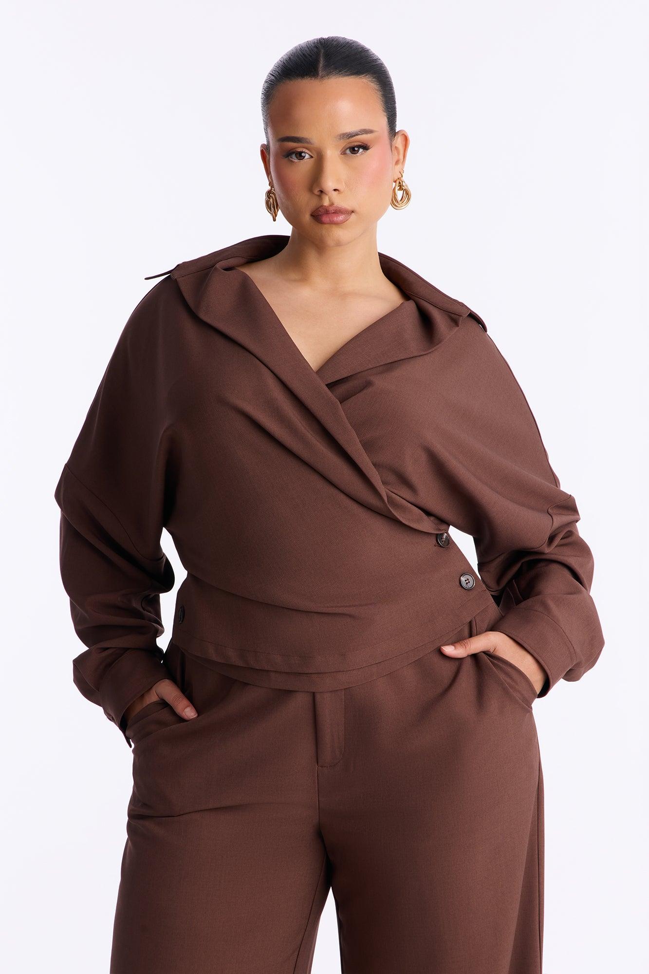 Kiara Wide Leg Pant Set - Brown Female Product Image