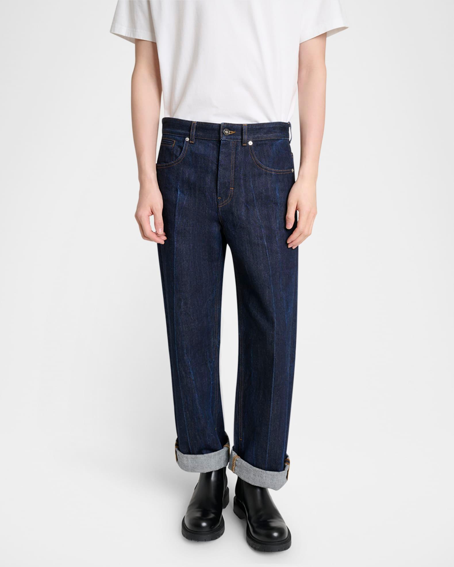 Men's Cuffed Wide-Leg Jeans Product Image