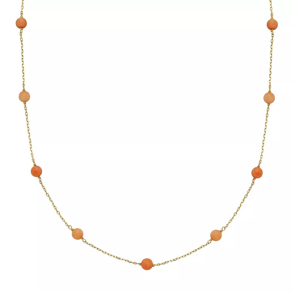 14k Gold Coral Station Necklace, Womens Pink Product Image