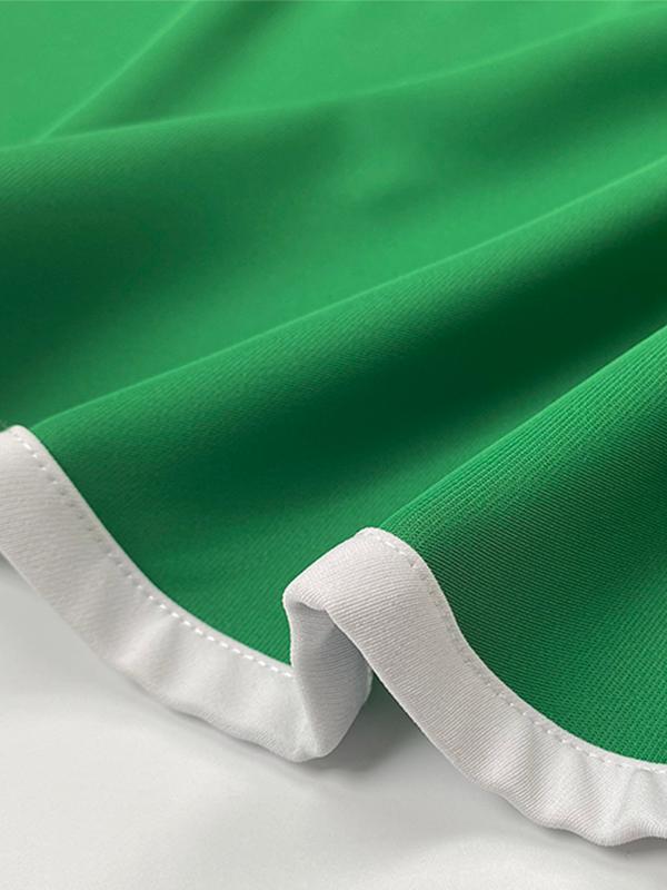 A-line Flared Sleeves Asymmetric Contrast Color Mock Neck Maxi Dresses Product Image