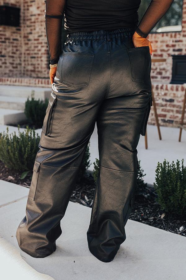 The Jenika High Waist Faux Leather Cargo Pants Curves Product Image