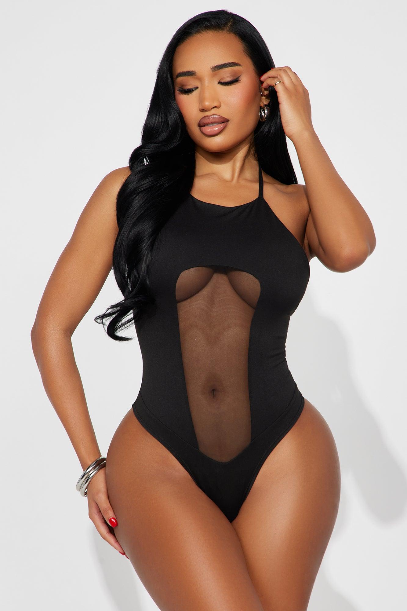 Late Night Tease Halter Bodysuit - Black Product Image