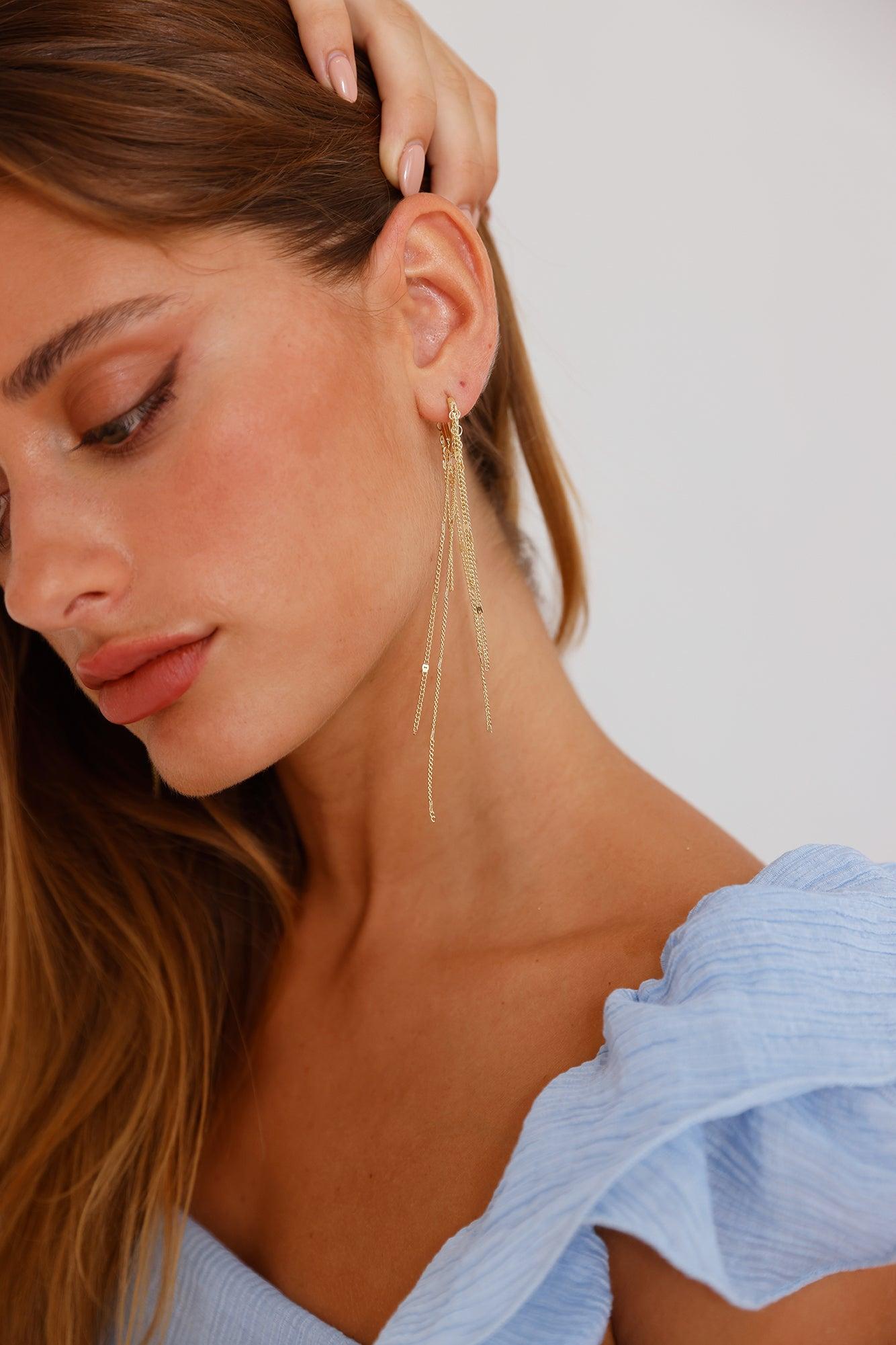 Sparkle Rainfall Earrings Gold Product Image