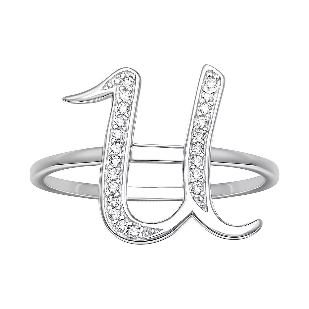 PRIMROSE Sterling Silver Cubic Zirconia Initial Ring, Women's, Size: 8, Sterling Silver X Product Image