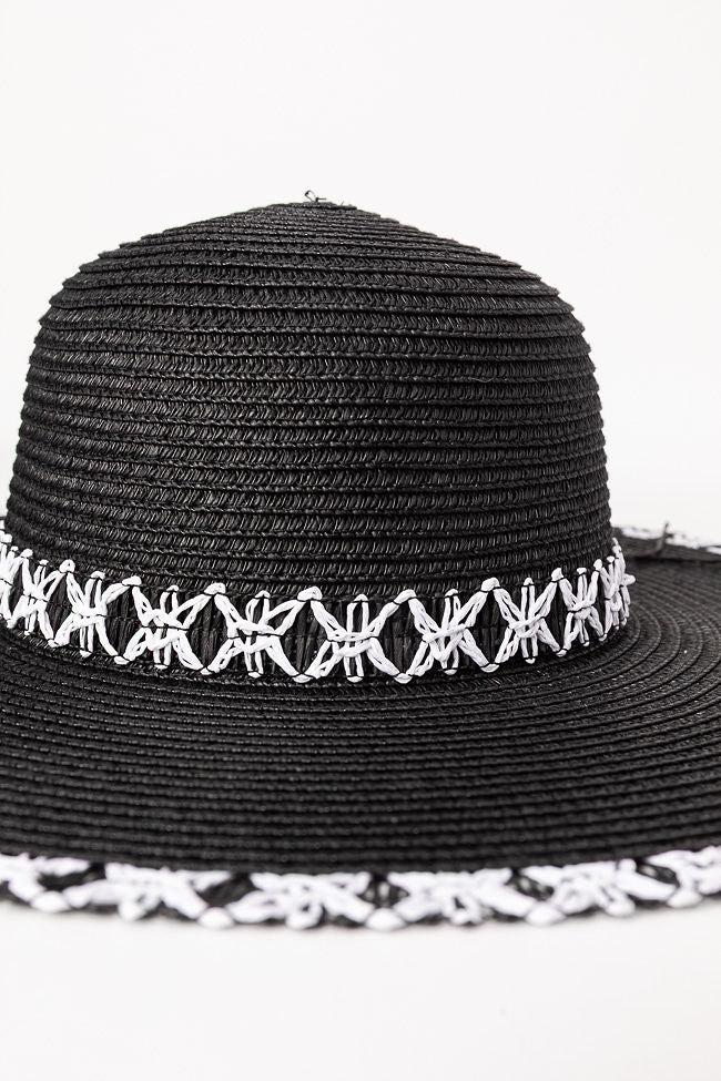 Black Stitch Brim Straw Hat FINAL SALE Product Image